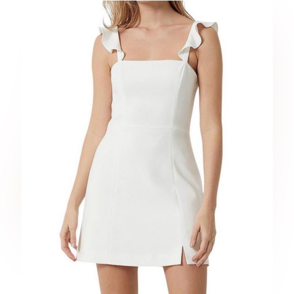 French Connection Dresses & Skirts - French Connection White Square-Neck Mini Dress with Ruffle Straps worn once